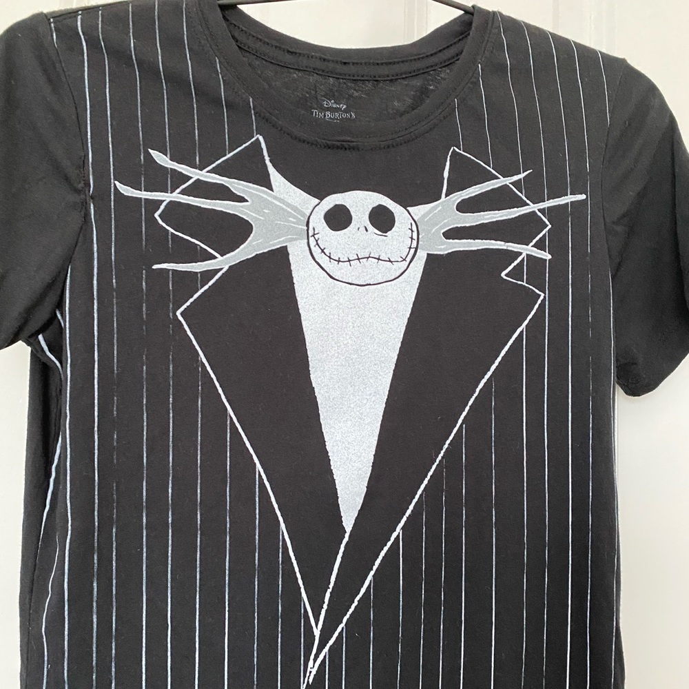 Disney Jack Skellington Tim Burtons Nightmare Before Christmas Blk White T-Shirt - Picture 2 of 7
